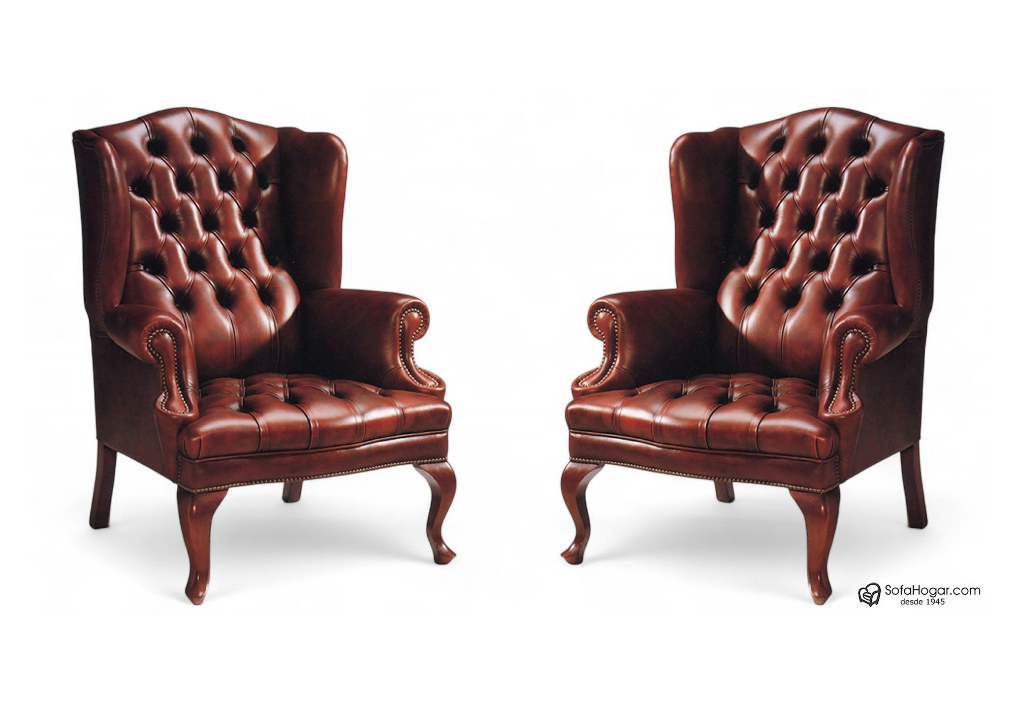 Butaca clásica inglesa RAFAEL en piel natural – Artesanía con historia