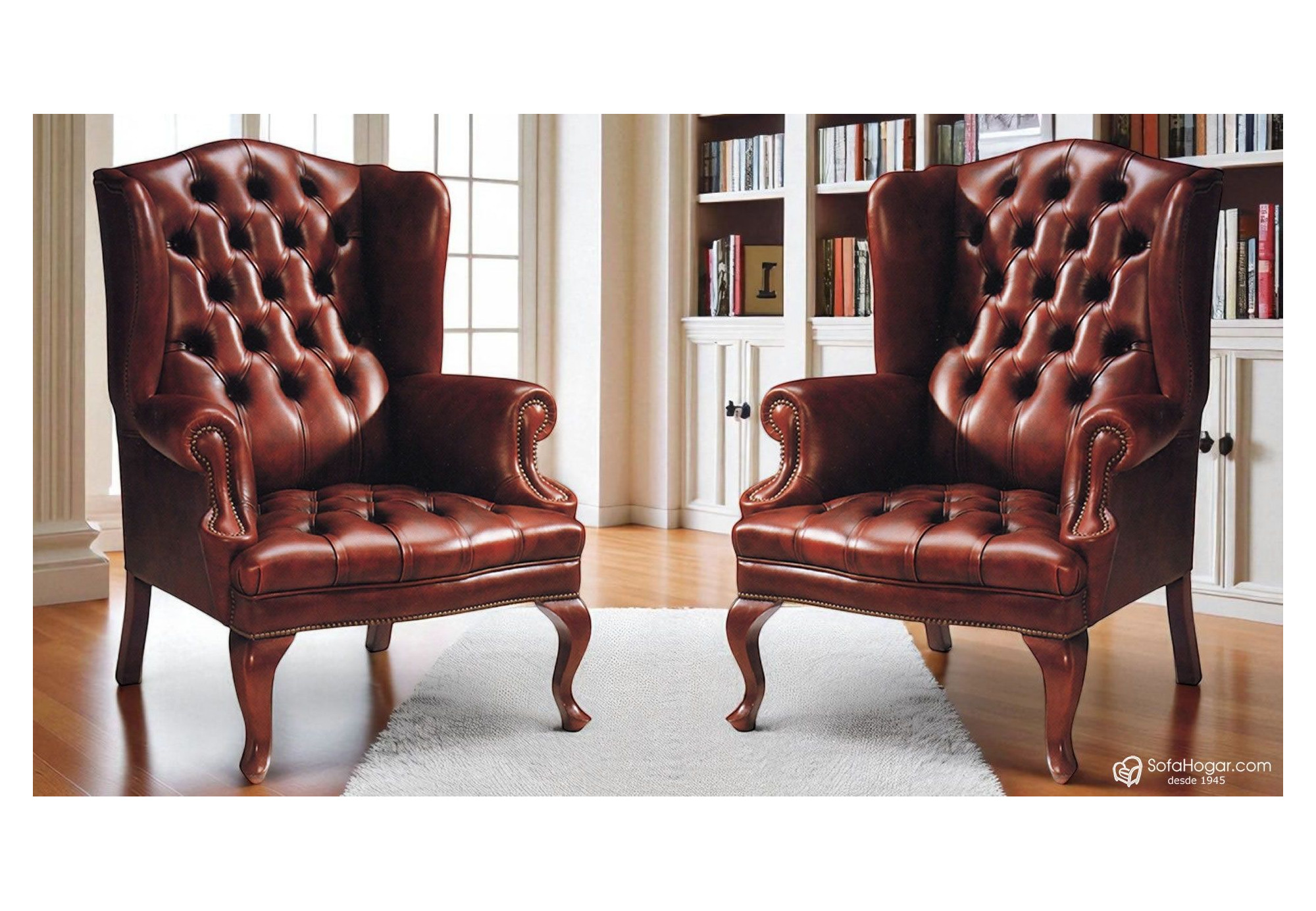 Butaca clásica inglesa RAFAEL en piel natural – Artesanía con historia