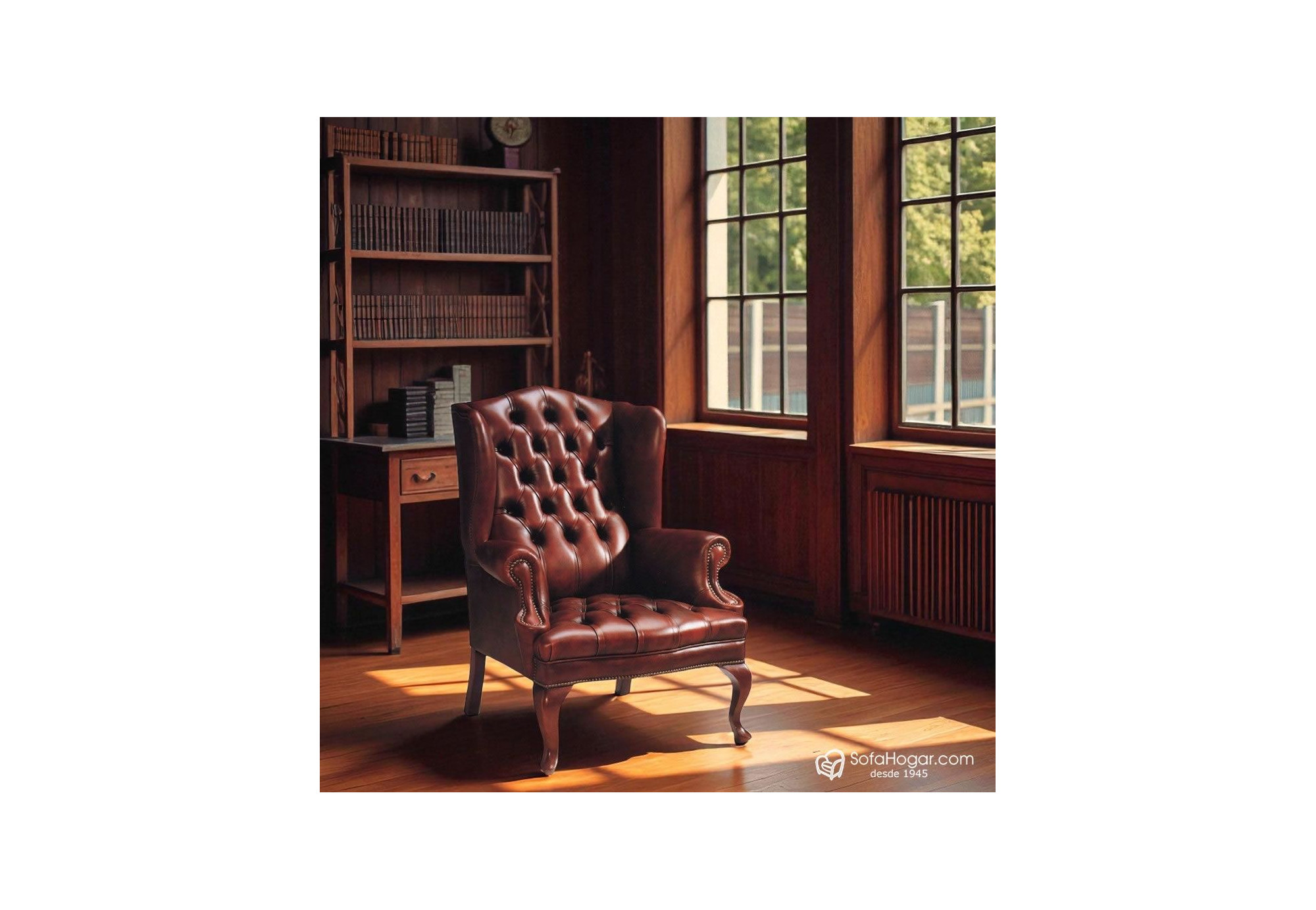 Butaca clásica inglesa RAFAEL en piel natural – Artesanía con historia