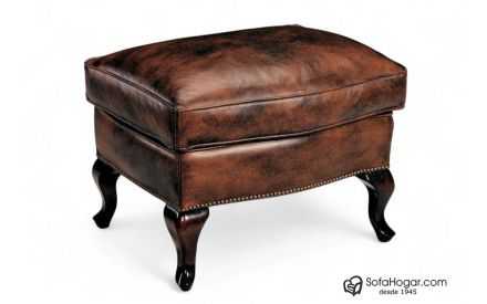 Banqueta Piel Natural - Auxiliar Complemento Sillones Orejeros Modelo INGLÉS