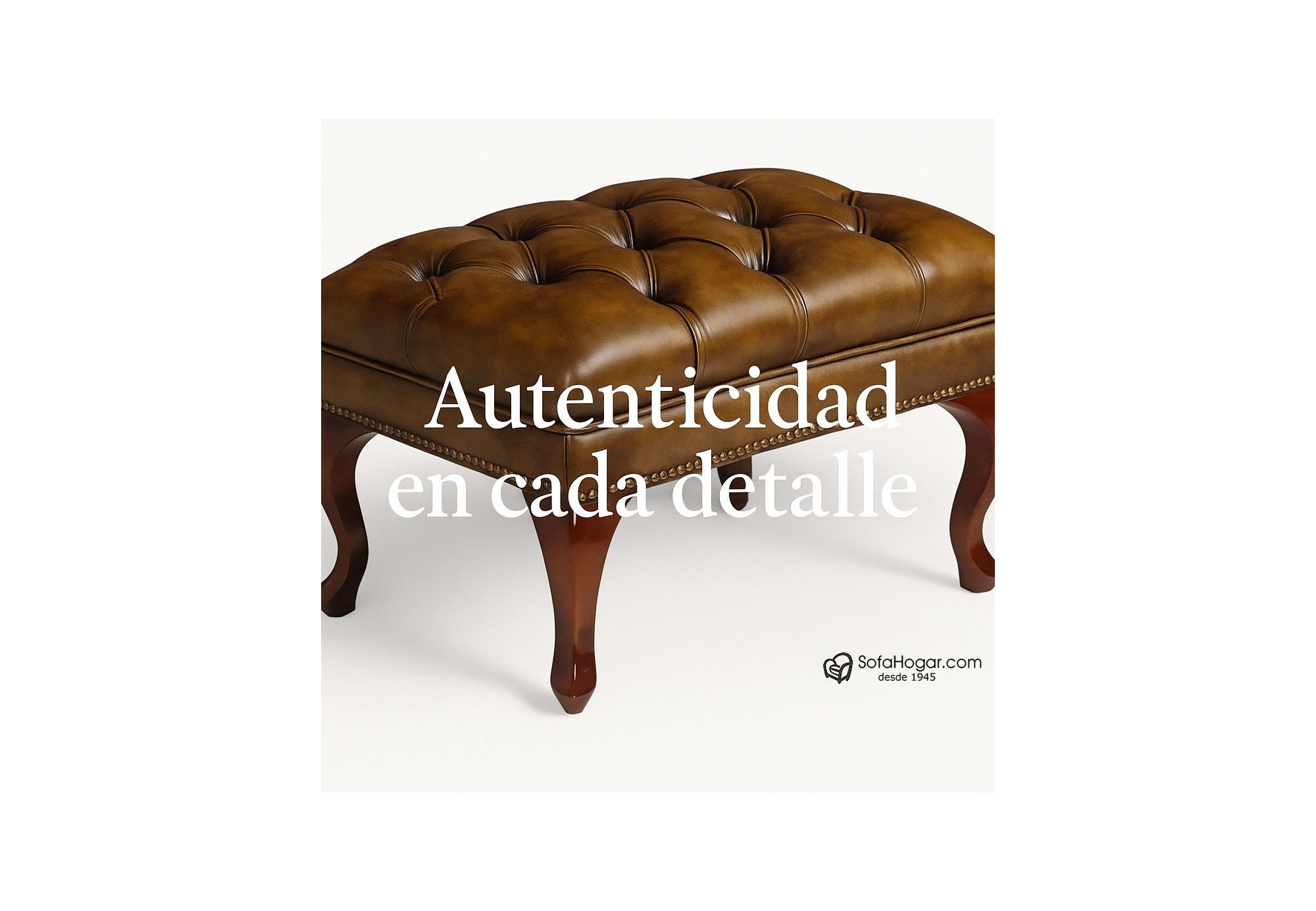 Banqueta Clásica en Piel Natural con Cojín Suelto | Modelo Inglés – SofaHogar