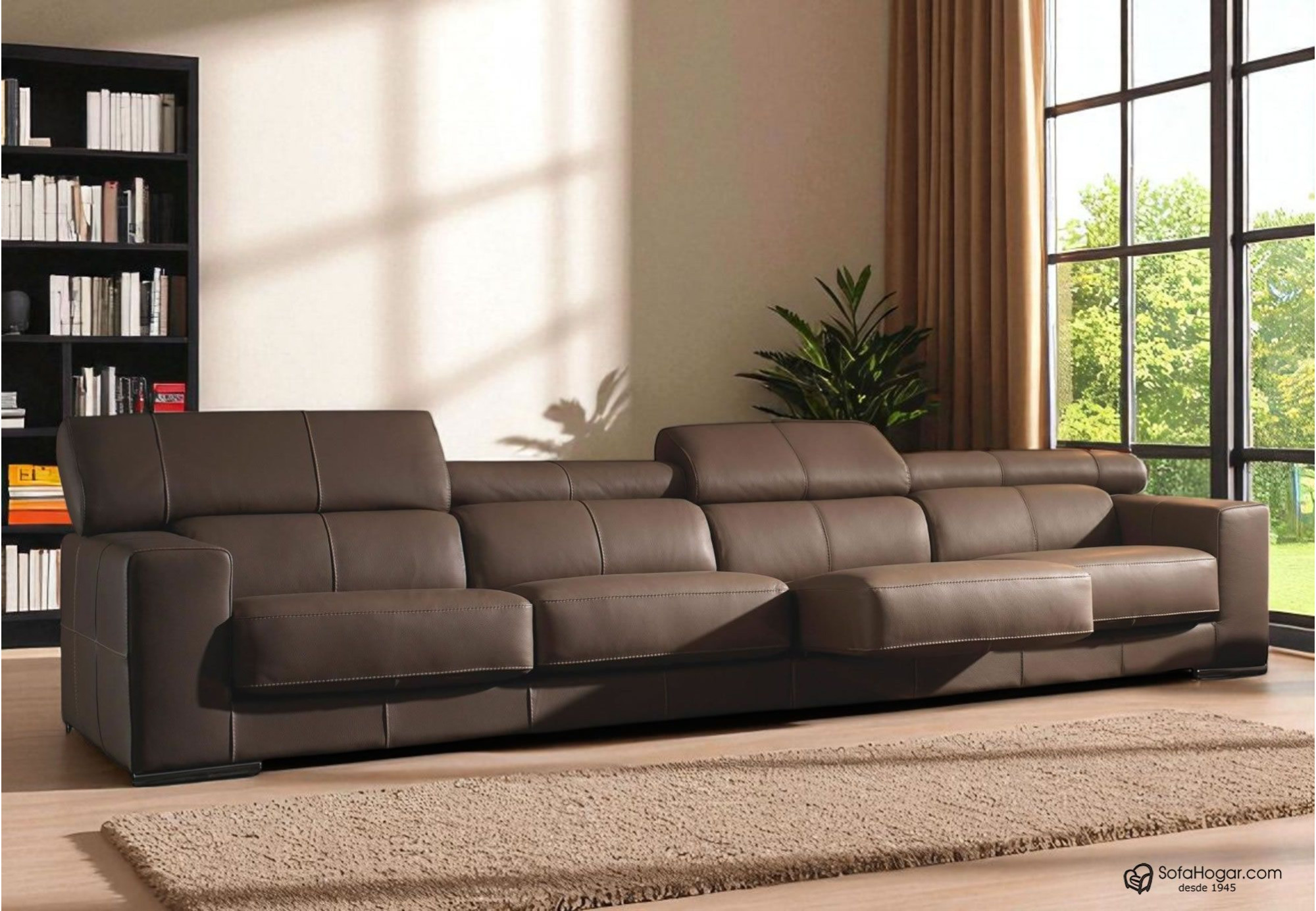 Cahiselongue de piel con asientos deslizantes DALBERT | Sofás de piel