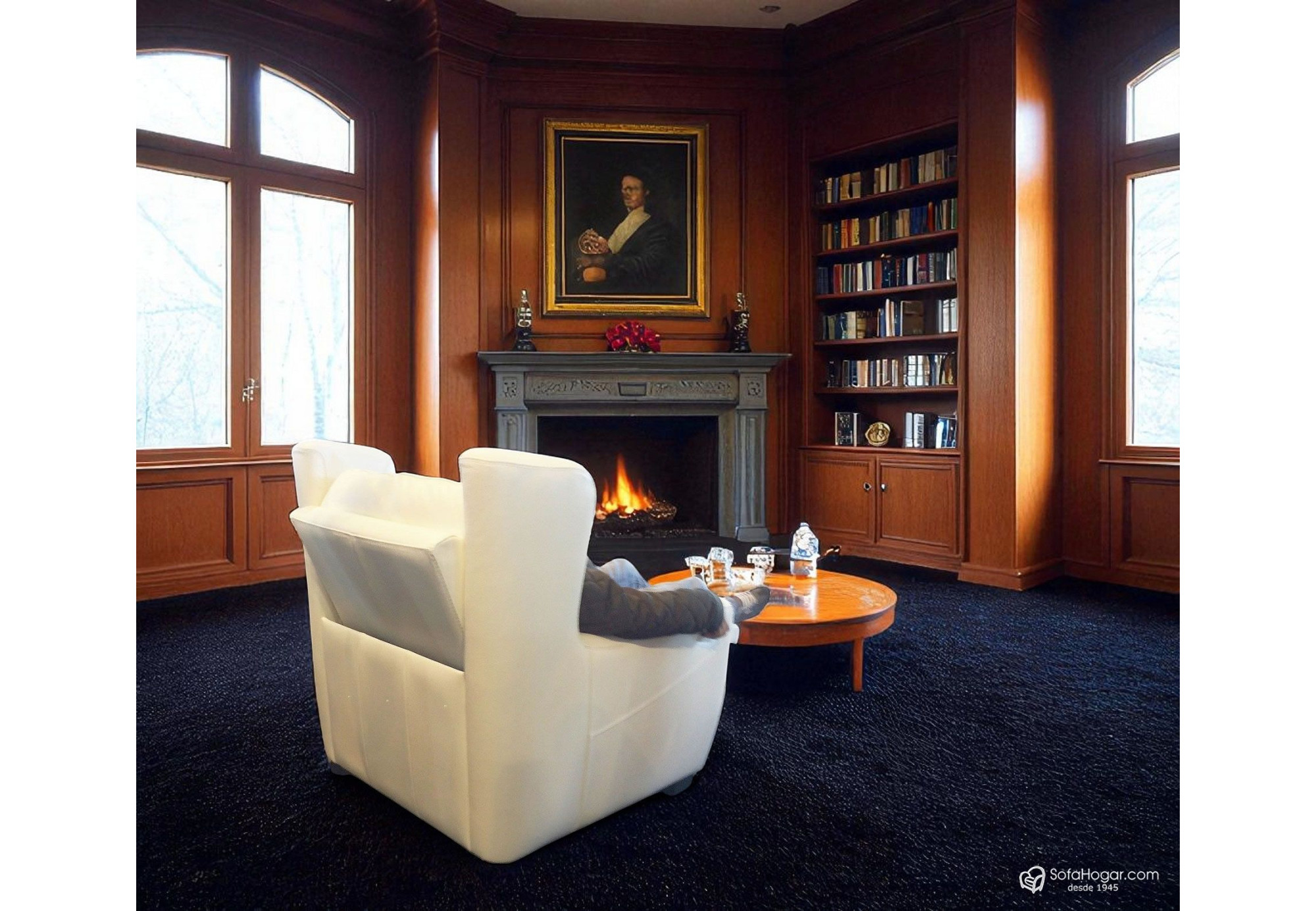 Sillón Orejero Moderno Relax en piel natural