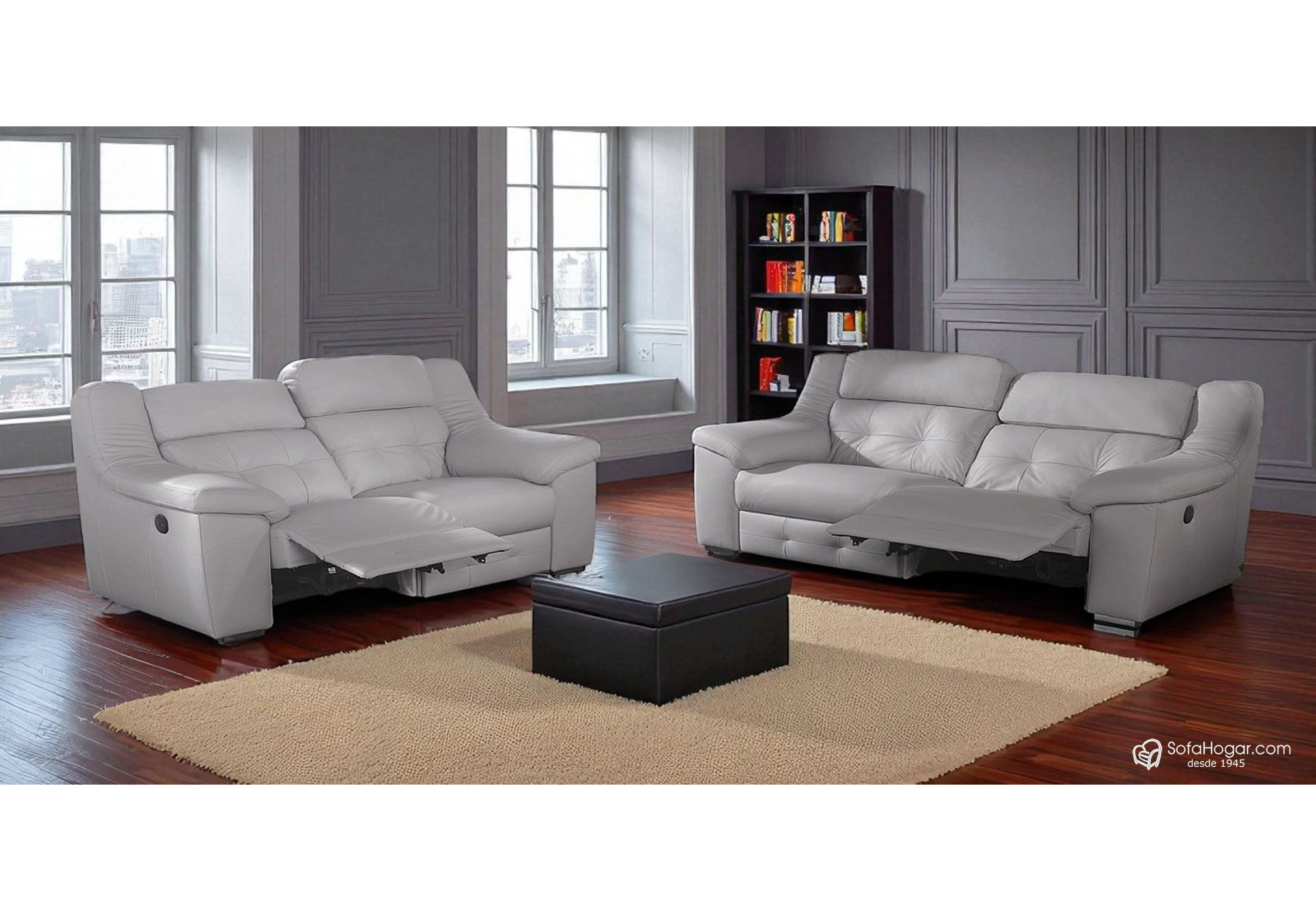 Sofá relax con motor en piel natural CONCORD | Sofás de piel auténtica