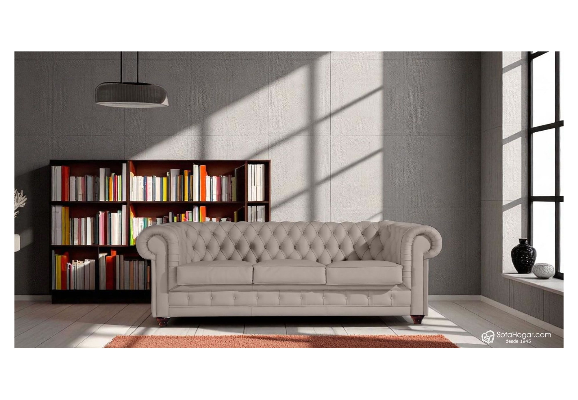 Sofá Chesterfield 3 Plazas Chester Piel Blanca Natural – Classic