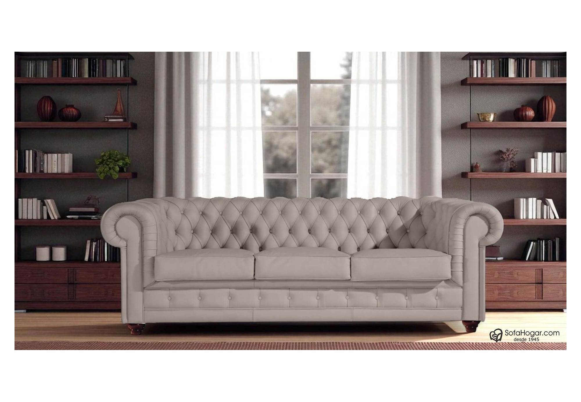 Sofá Chesterfield 3 Plazas Chester Piel Blanca Natural – Classic