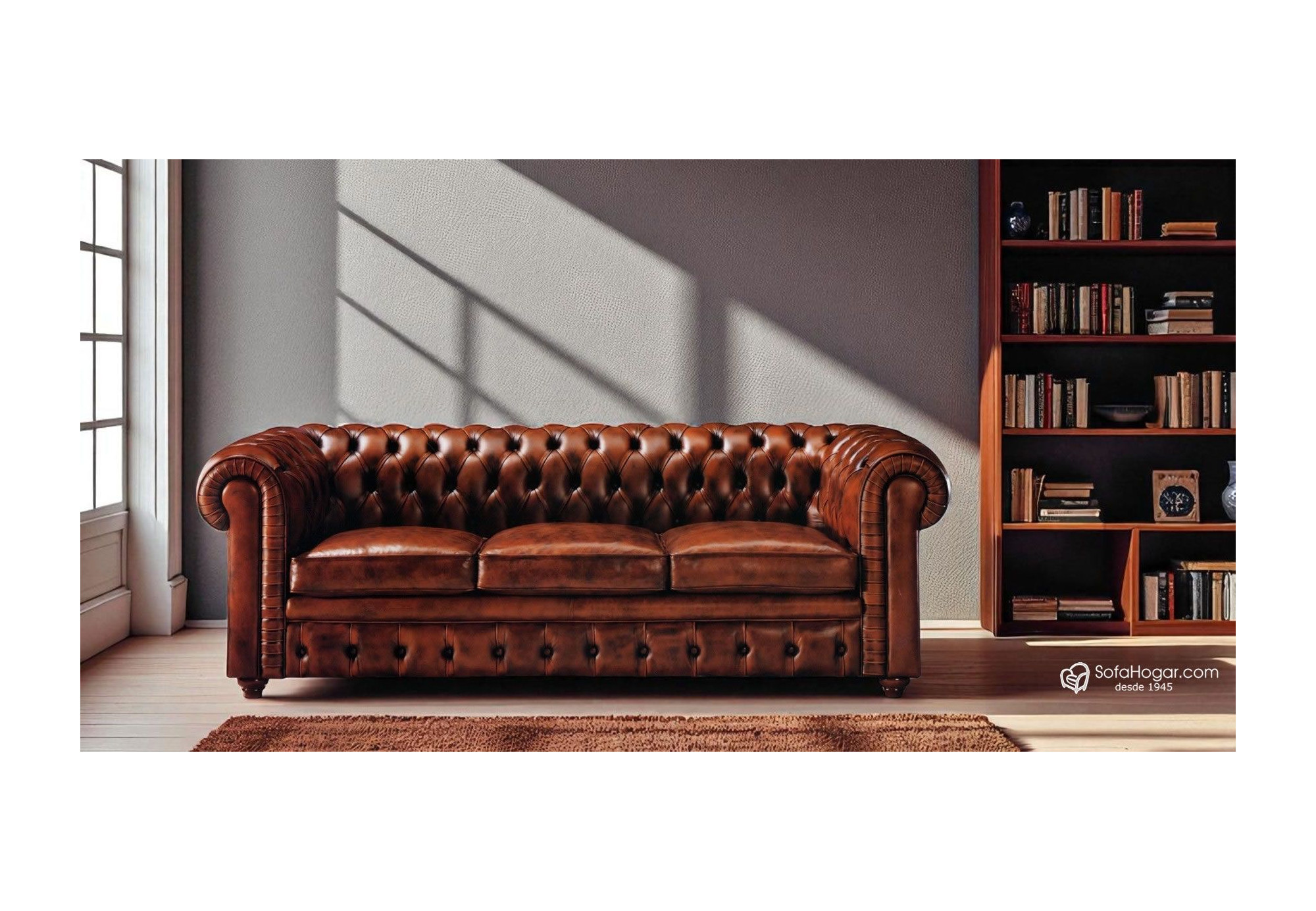 Sofá Chesterfield 3 Plazas Chester Piel Blanca Natural – Classic