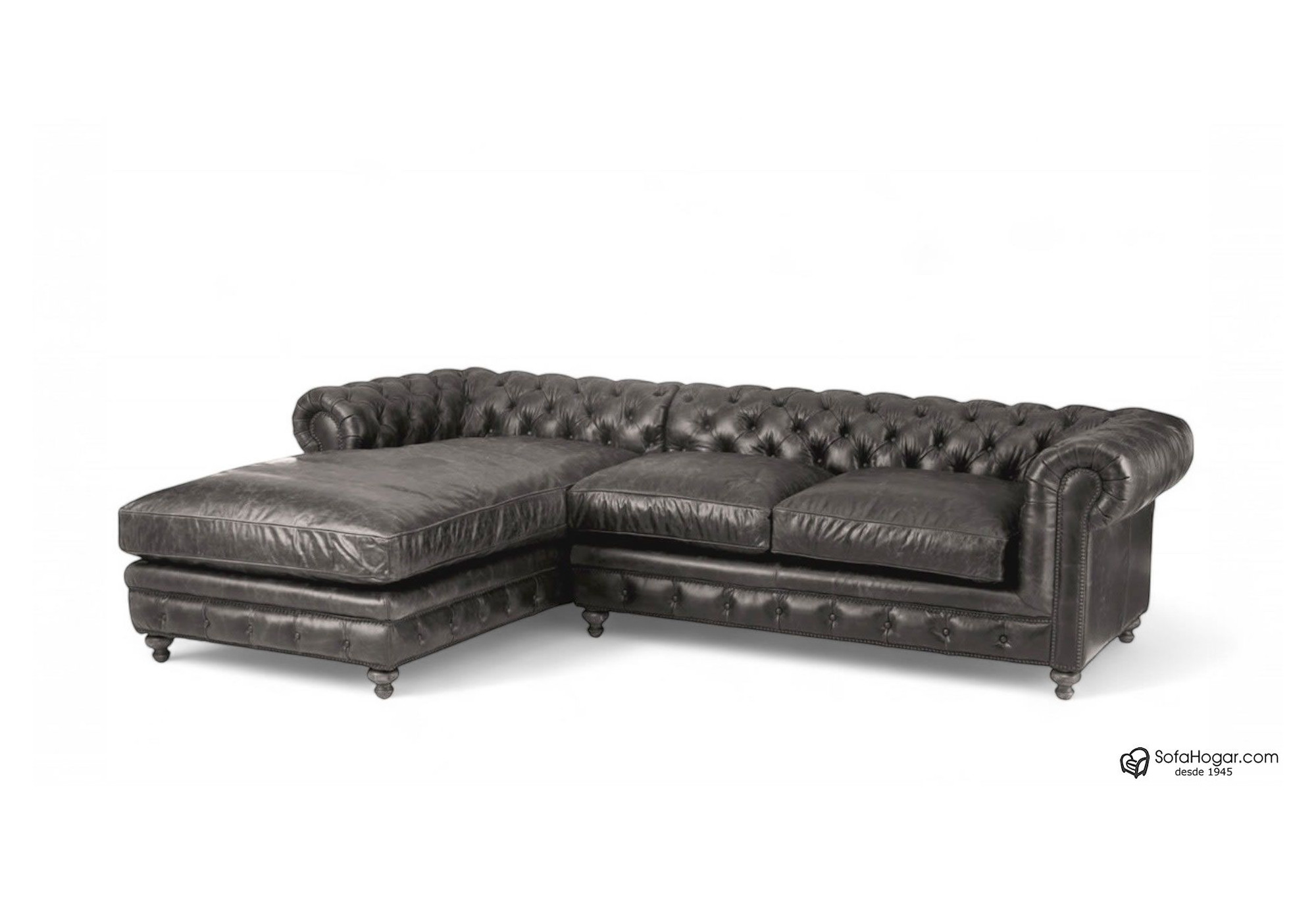 Sofá Chesterfield Chaise Longue de Piel Natural – Estilo Inglés y Artesanía Española