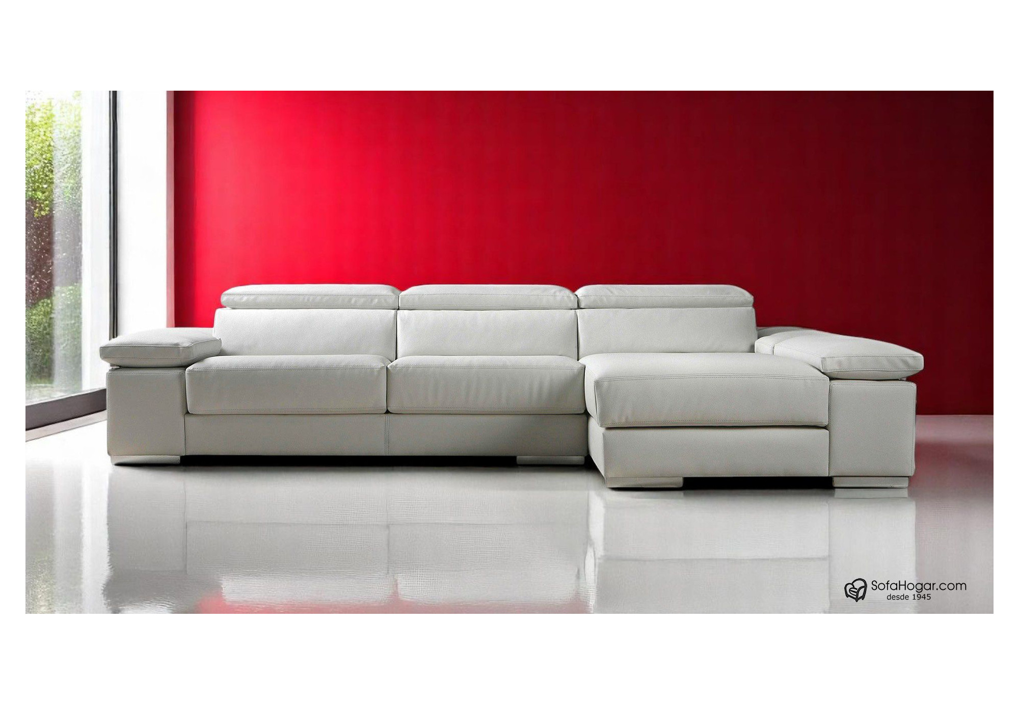 Chaise Longue Piel Natural Asientos Deslizantes y Reclinables