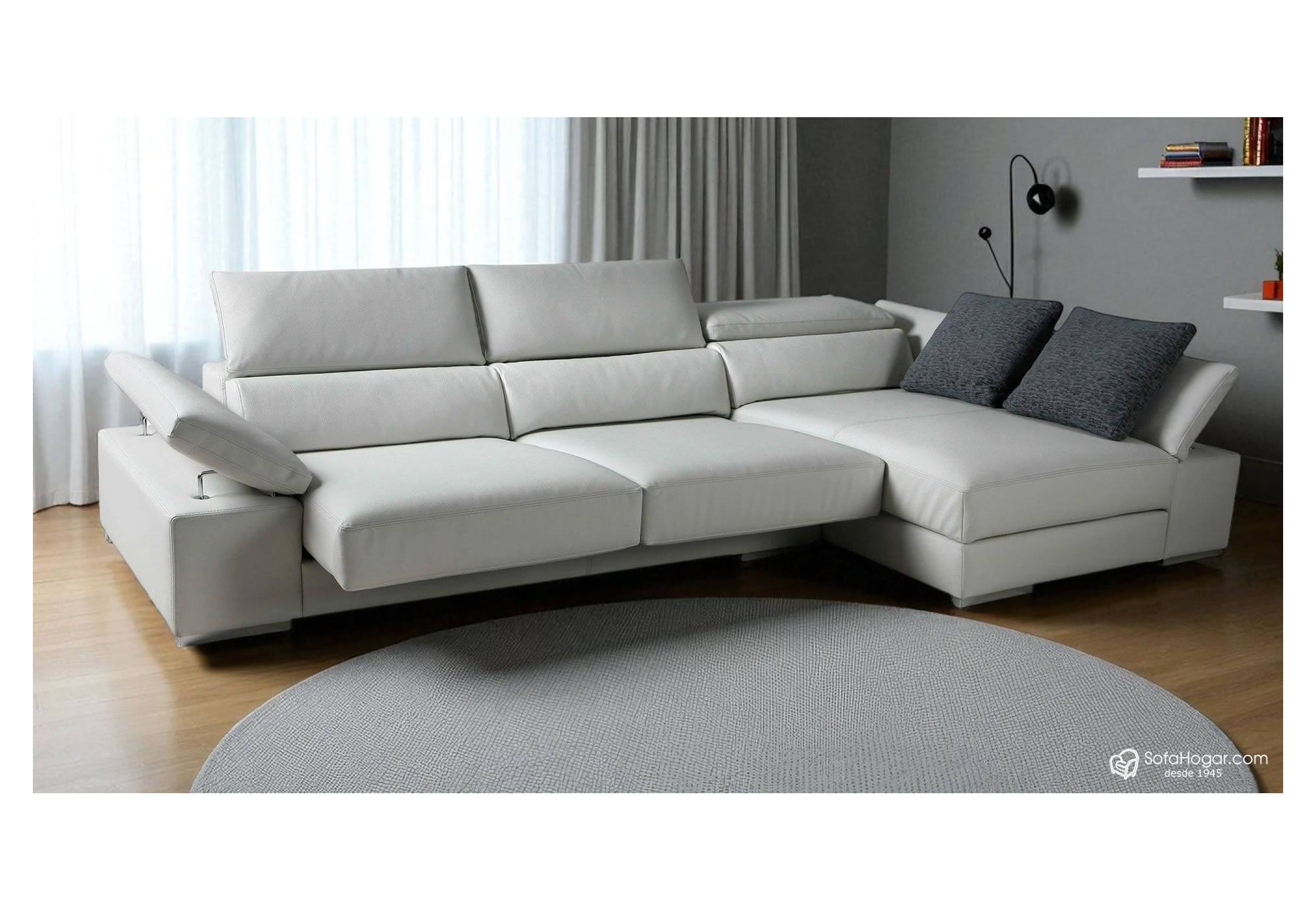 Chaise Longue Piel Natural Asientos Deslizantes y Reclinables