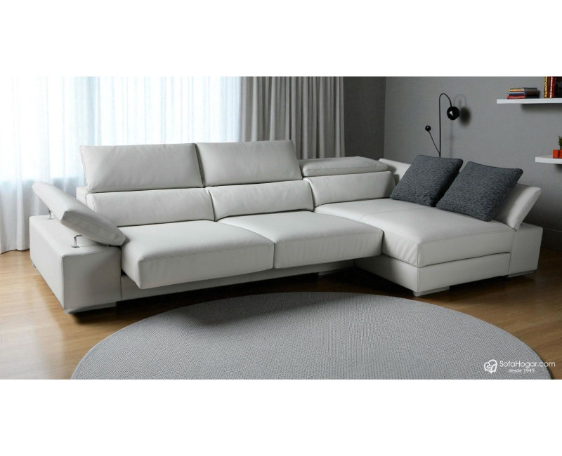 Chaise Longue Piel Natural Asientos Deslizantes y Reclinables