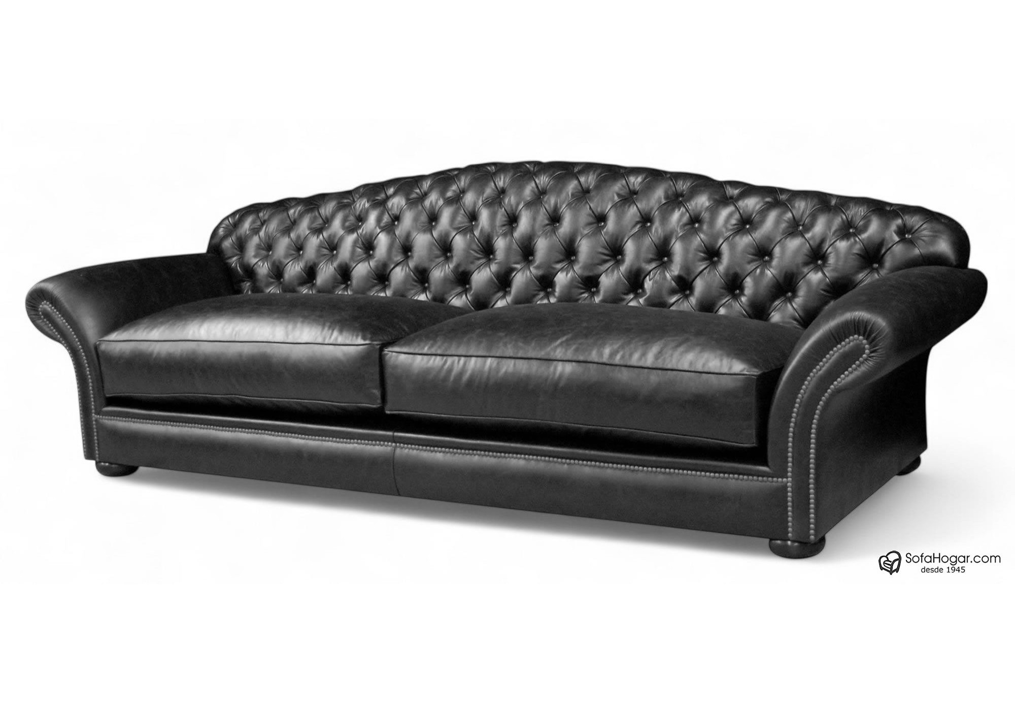 Sofá Británico Clásico de Piel Natural – Modelo LONDRES con Capitoné Artesanal