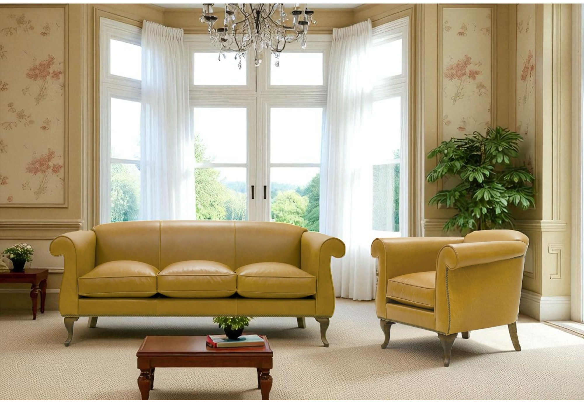 Sofá y sillón Valladolid en piel natural | Sofá y sillón de cuero