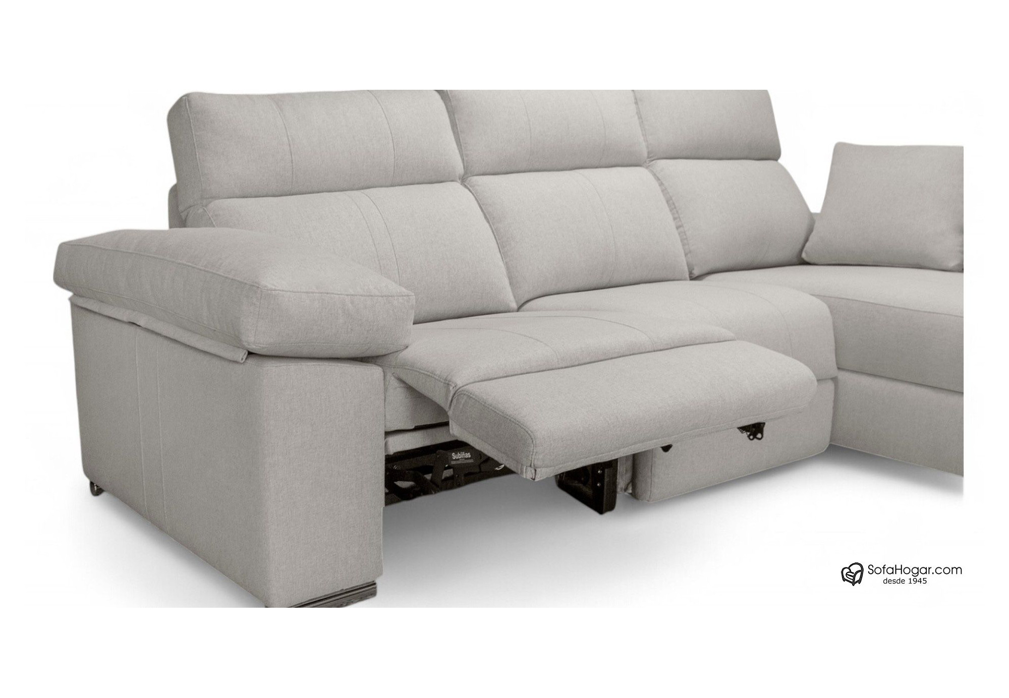 Chaise Longue Moderna Piel Blanca Relax Eléctrico Motor con Almacenaje IKER.