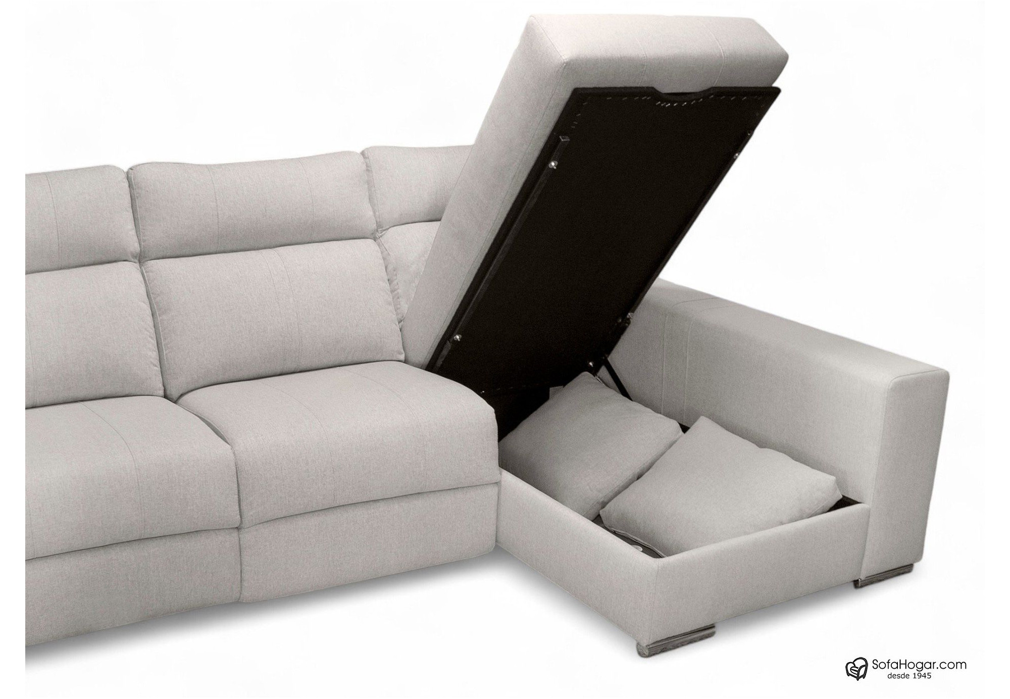 Chaise Longue Moderna Piel Blanca Relax Eléctrico Motor con Almacenaje IKER.