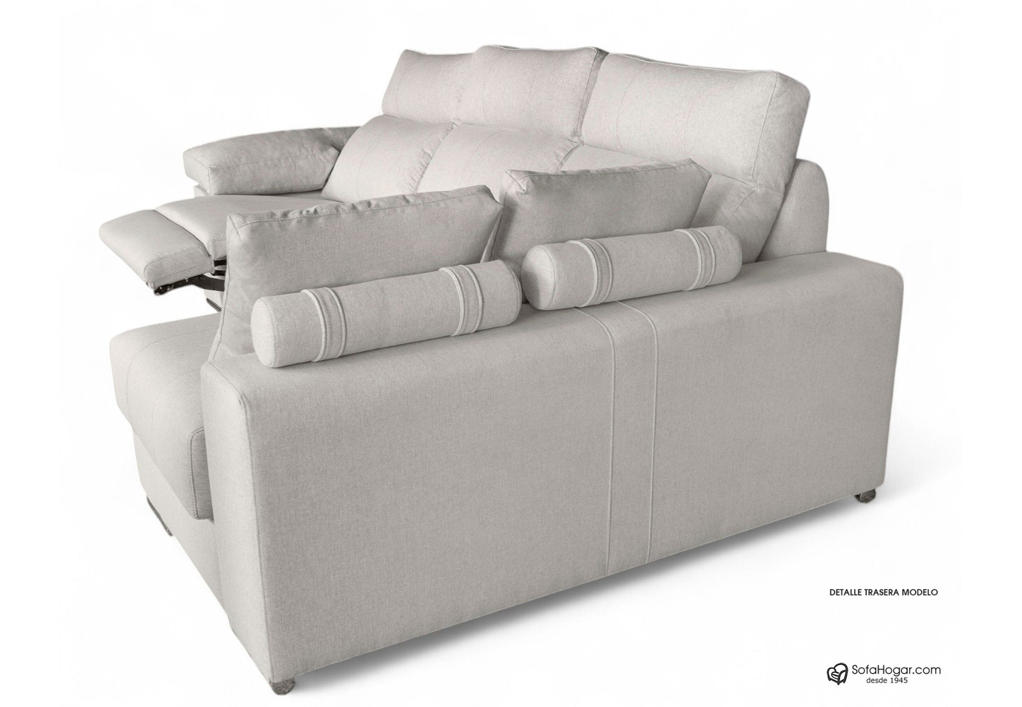 Chaise Longue Moderna Piel Blanca Relax Eléctrico Motor con Almacenaje IKER.