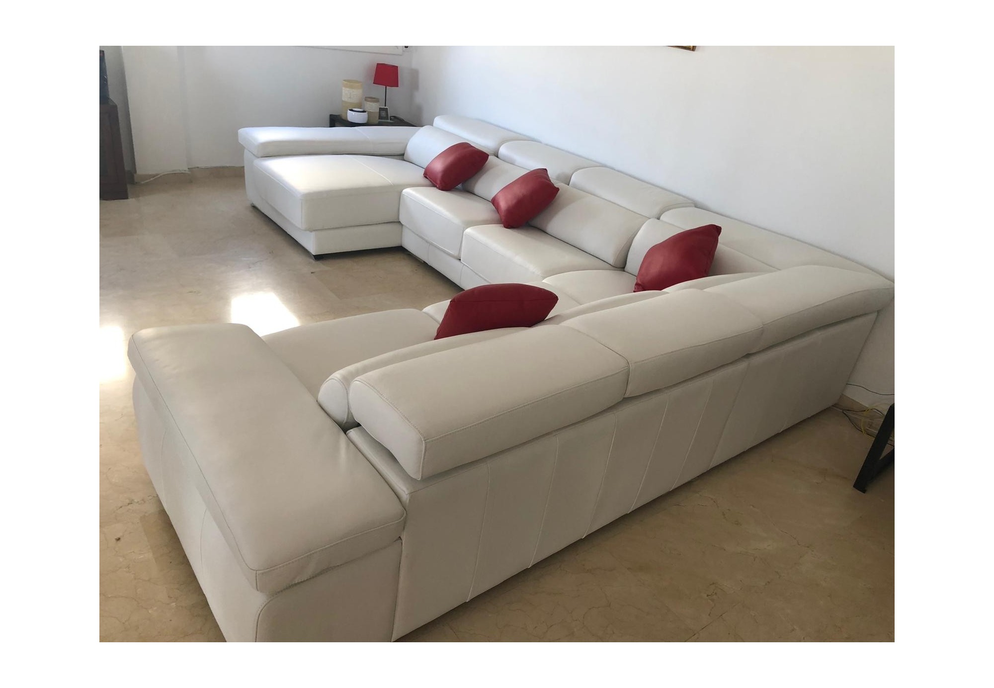 Sofá 4plazas Asientos Deslizantes en Piel Natural Auténtica. ALMU