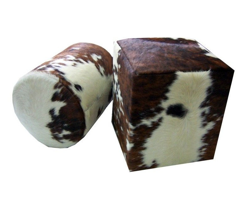 Puff piel en cuero auténtico de vaca normanda | Puffs de piel