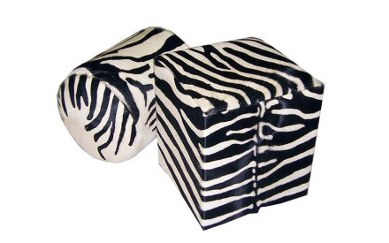 Puff de piel con estampado de cebra | Puff de piel | Sofahogar