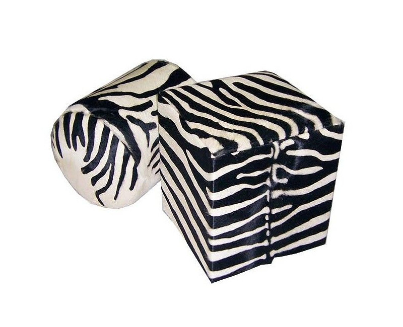 Puff de piel con estampado de cebra | Puff de piel | Sofahogar