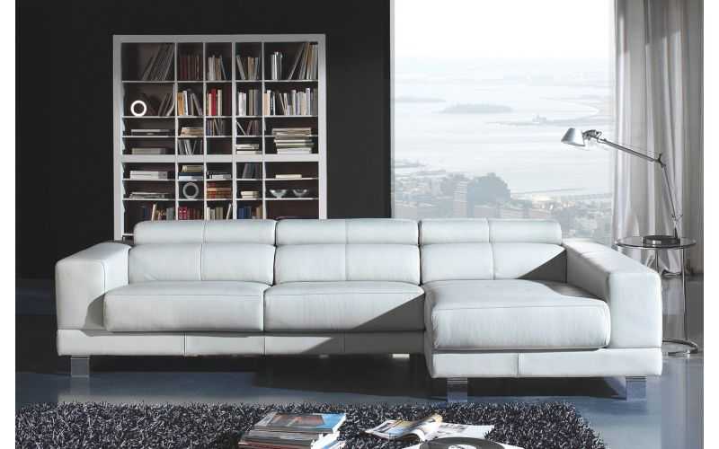 Sofás Chaise Longue Piel Auténtica, Deslizantes, Modelo OKLAHOMA.