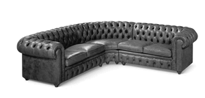 sofa rinconero chesterfield en piel vaca natural bicolor inglesa