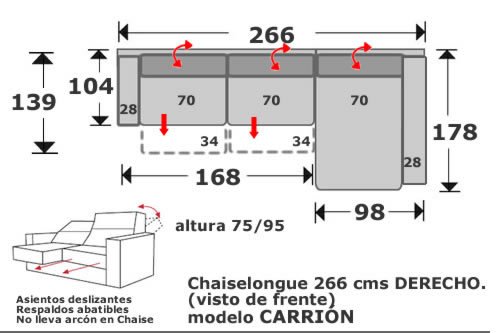 (164) ChaiseLongue 266cm Dcho