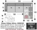 (262) ChaiseLongue 283cm DCHO Fijo
