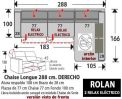 (264) ChaiseLongue 288cm DCHO Relax eléctrico