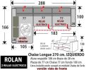 (264) ChaiseLongue 288cm IZDO Relax eléctrico