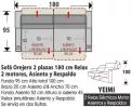 (287) Sofá 2plazas 180cm. Relax Eléctrico.