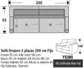(287) Sofá 3plazas 200cm. FIJO.
