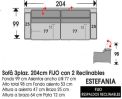 (297) Sofá 3plazas 204cm 2 FIJO
