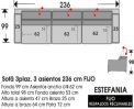 (297) Sofá 3pl XL 3asientos 236cm FIJO