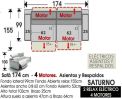 (307) Sofá 174cm 4 Motores Asientos y Respaldos