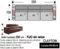 (309) Sofá 3plazas 3 asientos 250cm. Fijo Sin Relax