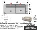 (320) Sofá 180cm. Fijo-Resp. Abatibles.