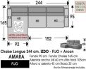 (321) Chaise Longue 244 cm. IZDO-FIJO+Arcón