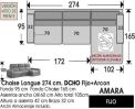 (321) Chaise Longue 274cm. DCHO-FIJO+Arcón