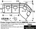 (323) Chaiselongue 310cm DCHO - Curvo
