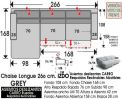 (324) ChaiseLongue 266cm IZDO Desliz. Carro
