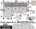 (324) ChaiseLongue 326cm IZDO Desliz. Carro