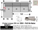 (326) ChaiseLongue 250cm. IZDO - FIJO