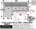 (326) ChaiseLongue 280cm. IZDO-Relax 2Motores