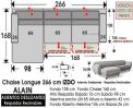 (328) ChaiseLongue 266 cm IZDO - Deslizantes