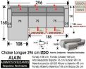 (328) ChaiseLongue 296 cm IZDO - Deslizantes