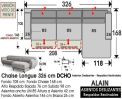 (328) ChaiseLongue 326 cm DCHO - Deslizantes