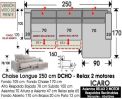 (336) ChaiseLongue 250cm. DCHO-Relax Motor