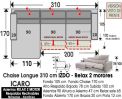 (336) ChaiseLongue 310cm. IZDO-Relax Motor