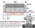 (346) Sofá 206cm. RELAX 2Motores